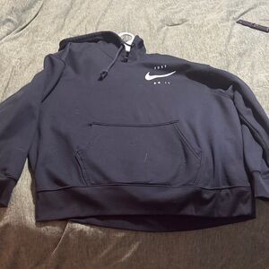 Nike Men's Navy Hoodie with White Logo
